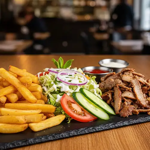 Assiette Kebab/Frites Maison/Crudités
